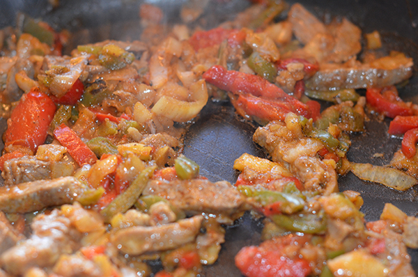 Old El Paso Steak Fajitas in pan