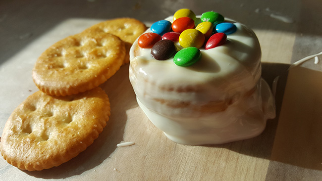 Almond Bark Dipped Ritz Peanut Butter Sandwiches